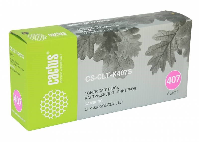 Тонер Картридж Cactus CS-CLT-K407S черный для Samsung CLP-325 CLX-3185 (1500стр.)