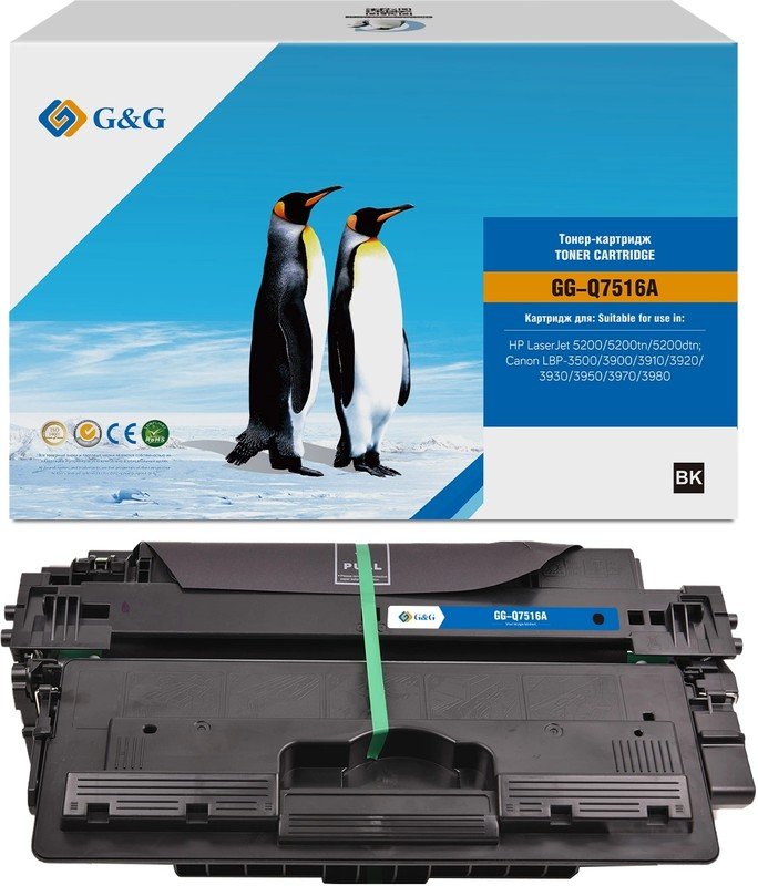 Картридж лазерный G&G GG-Q7516A Q7516A черный (12000стр) для HP LJ 5200/5200tn/5200dtn
