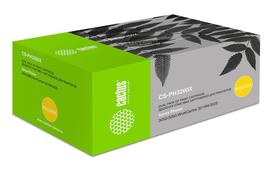 Тонер Картридж Cactus CS-PH3260X 106R02782 черный (3000стр.) для Xerox Phaser 3052/3052NI/3260 2шт.