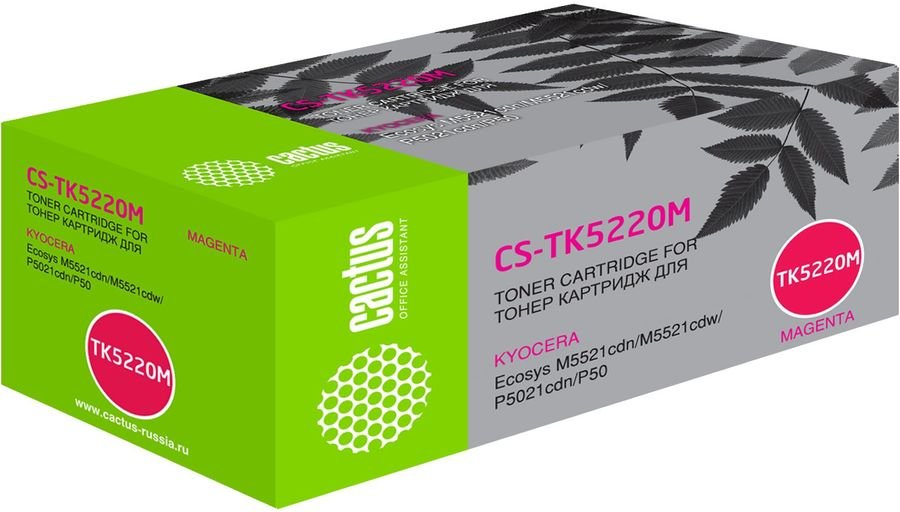 Тонер Картридж Cactus CS-TK5220M пурпурный (1200стр.) для Kyocera Ecosys M5521cdn/M5521cdw/P5021cdn/P5021cdw