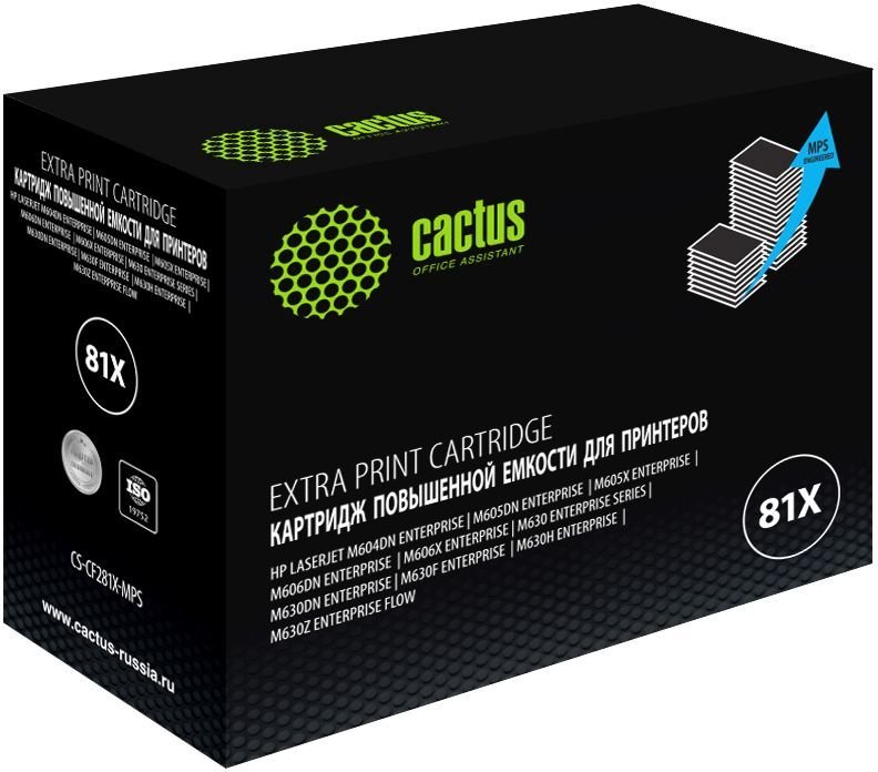 Тонер Картридж Cactus CS-CF281X-MPS черный (30000стр.) для HP LJ Ent M630/M605dn/M606dn/M605x