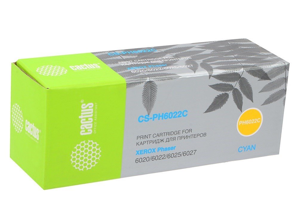 Тонер Картридж Cactus CS-PH6022C 106R02760 голубой для Xerox Phaser 6020/6022/WC6025/6027 (1000стр.)