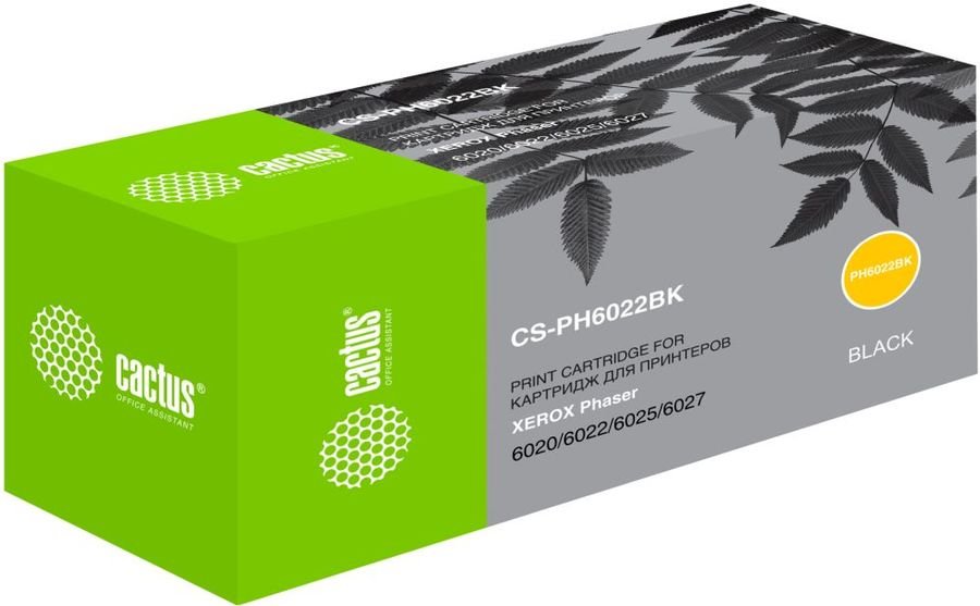 Тонер Картридж Cactus CS-PH6022BK 106R02763 черный для Xerox Phaser 6020/6022/WC6025/6027 (2000стр.)