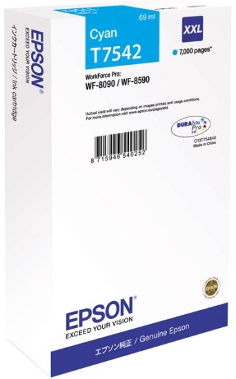 Картридж Epson T7542 голубой экстраповышенной емкости для WF-8090/8590 C13T754240