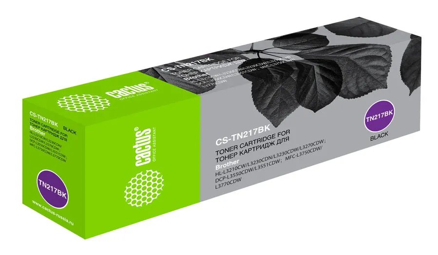 Картридж Cactus TN-217B (CS-TN217BK) черный лазерный (3000стр.) для Brother HL3230/DCP3550/MFC3770