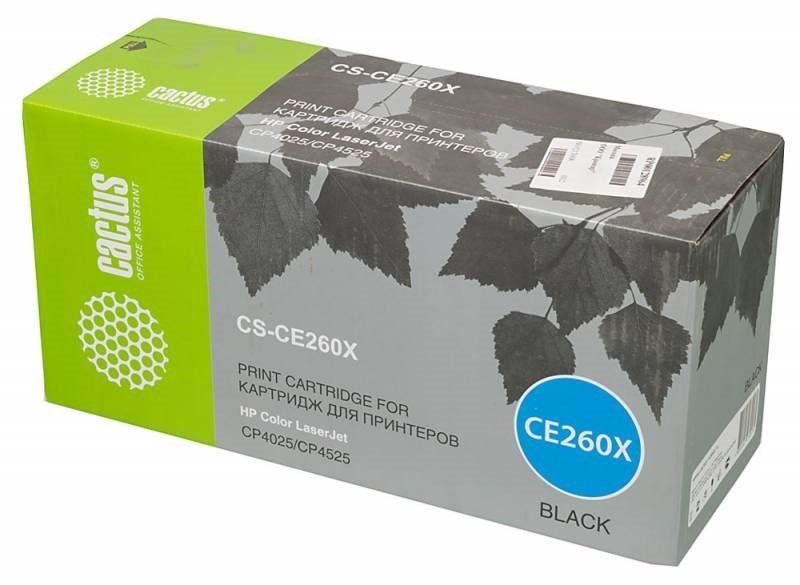 Тонер Картридж Cactus CS-CE260X черный для HP LJ CP4025/CP4525/CM4540 (17000стр.)