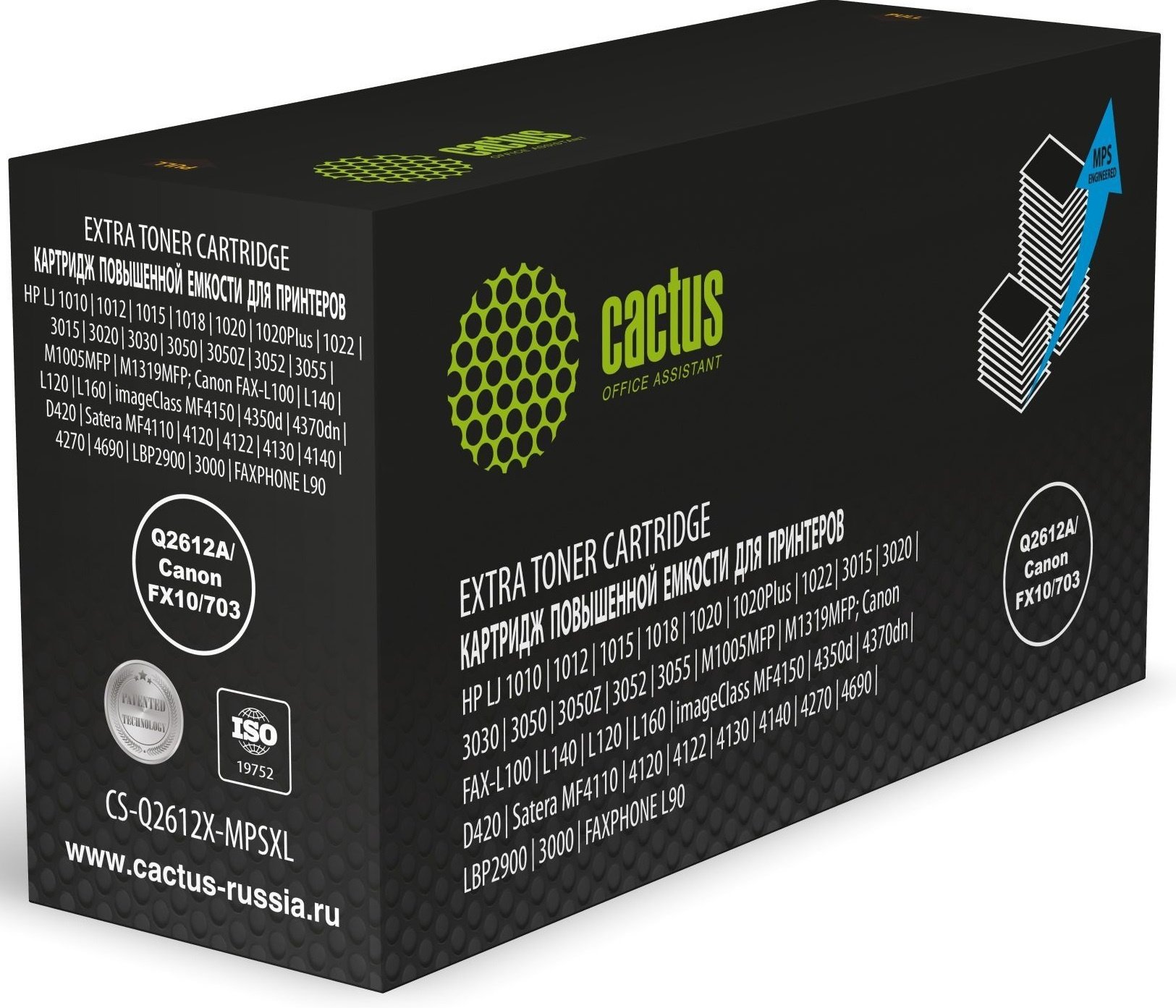 Картридж лазерный Cactus CS-Q2612X-MPSXL Q2612A/Canon FX10/703 черный (8000стр) для HP LJ 1010/1012/1015/1018/1020/1020Plus/1022/3015/3020/3030/3050