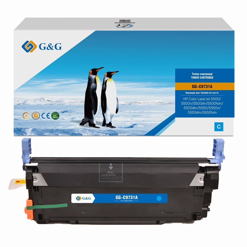 Картридж лазерный G&G GG-C9731A C9731A голубой (12000стр) для HP CLJ 5500/5500n/5500dn/5500hdn/5500dtn/5550/5550n/5550dtn/5550hdn