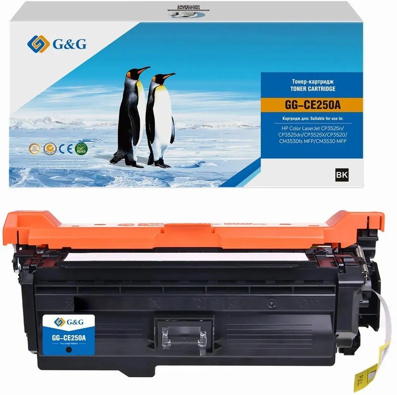 Картридж лазерный G&G GG-CE250A CE250A черный (5000стр) для HP CLJ CP3525n/CP3525dn/CP3525X/CP3520/CM3530fs MFP/CM3530 MFP
