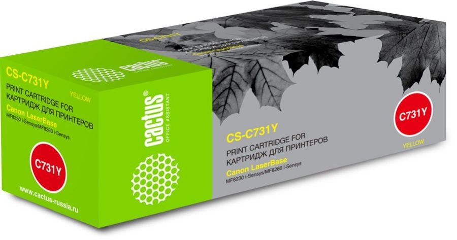Тонер Картридж Cactus CS-C731Y желтый для Canon LaserBase MF8230 i-Sensys/MF8280 i-Sensys (1800стр.)