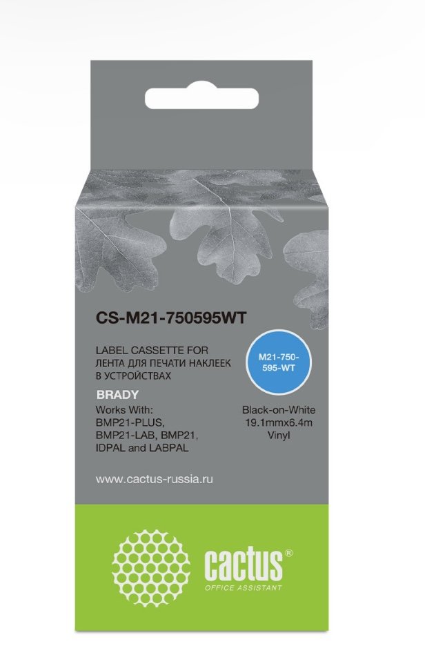 Картридж Cactus (CS-M21-750595YL) ленточный черный для Brady BMP21-PLUS, BMP21-LAB