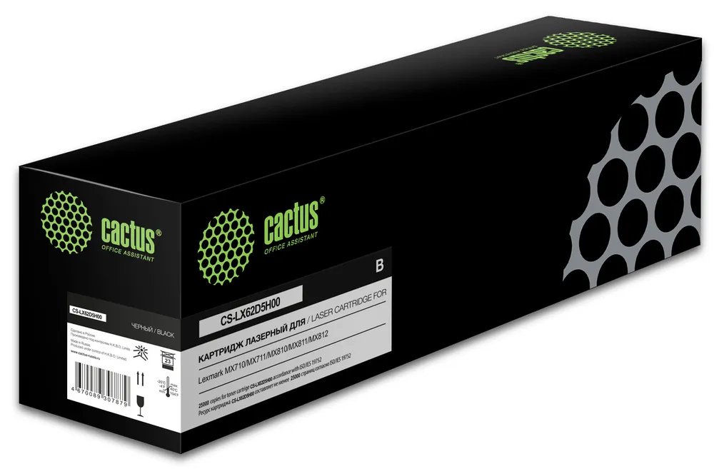 Картридж Cactus 62D5H00 (CS-LX62D5H00) лазерный черный (25000стр.) для Lexmark MX710/MX711/MX810/MX811