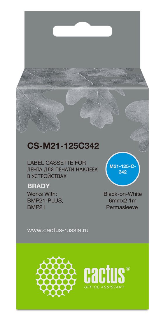 Картридж Cactus (CS-M21-125C342) ленточный черный для Brady BMP21-PLUS, BMP21, BMP21-LAB