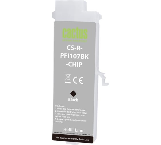 Картридж перезаправляемый струйный Cactus CS-R-PFI107MBK-Chip 260мл для Canon imageProGraf iPF670/680/685/770/780/785 с чипом