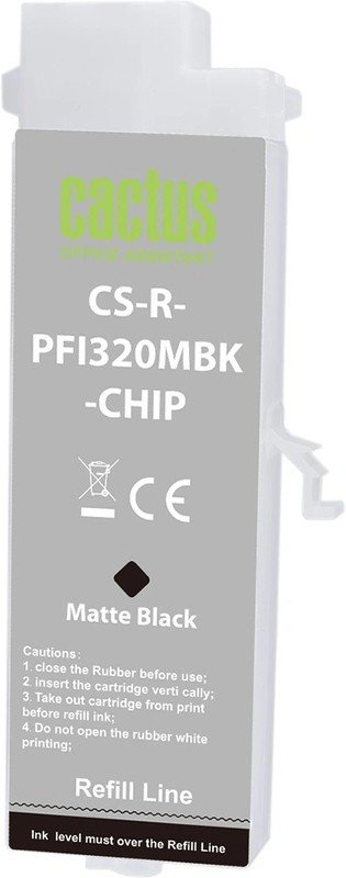 Картридж перезаправляемый струйный Cactus CS-R-PFI320MBK-Chip PFI-320 черный матовый 260мл для Canon imageProGraf TM-200/200MFP/205/300/300MFP/305