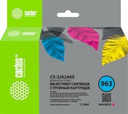 Картридж струйный Cactus CS-3JA24AE 963 пурпурный пигментный 11мл для HP OfficeJet 9010/9012/9013/9014/9015/9016/9019/9020/9025