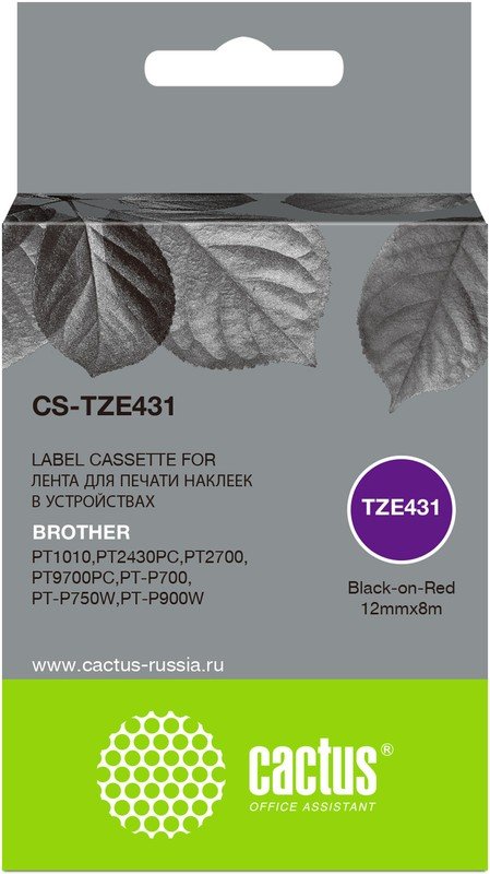 Картридж ленточный Cactus CS-TZE431 TZE-431 черный для Brother 1010/1280/1280VP/2700VP