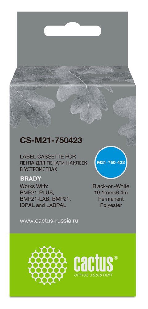Картридж Cactus (CS-M21-750423) ленточный черный для Brady BMP21-PLUS, BMP21-LAB