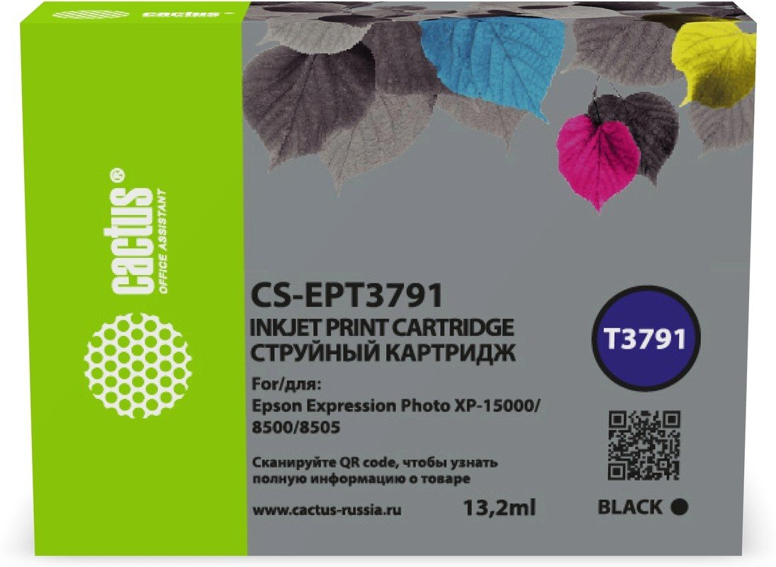 Картридж струйный Cactus CS-EPT3791 378XL черный 13.2мл для Epson Expression Photo XP-8500/XP-8505/XP-15000 с чипом