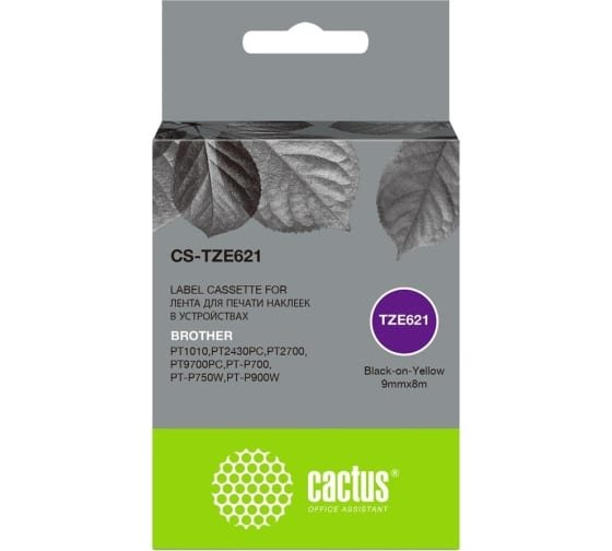 Картридж ленточный Cactus CS-TZE621 TZe-621 черный для Brother 1010/1280/1280VP/2700VP