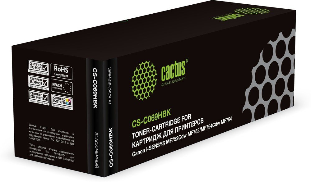Картридж лазерный Cactus CS-C069HBK 069H черный 7600стр для Canon i-SENSYS MF752Cdw MF752/MF754Cdw MF754