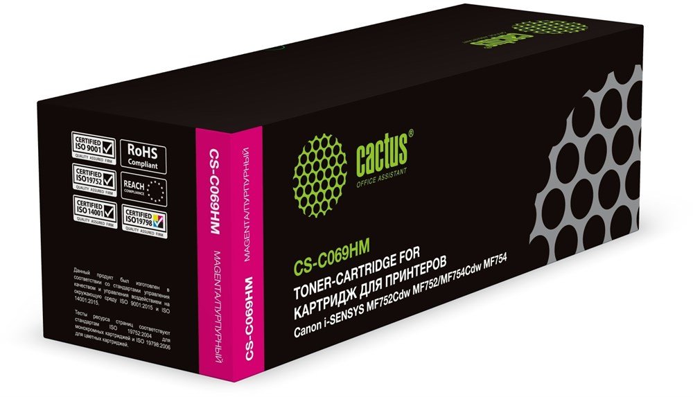 Картридж лазерный Cactus CS-C069HM 069H пурпурный 5500стр для Canon i-Sensys MF752Cdw MF752/MF754Cdw MF754