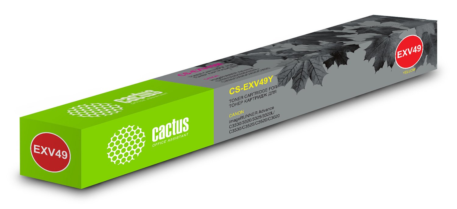 Картридж лазерный Cactus CS-EXV49Y C-EXV49Y Y желтый 19000стр для Canon IR C3320/C3320i/C3325i/C3330i/C3500/C3520i MFP/C3525i MFP/C3530i MFP