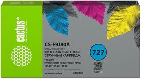 Картридж струйный Cactus CS-F9J80A 727 XXL серый 300мл для HP Designjet T920/T930/T1500/T1530/T2500/T2530