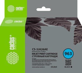 Картридж струйный Cactus CS-3JA26AE 963 черный пигментный 23мл для HP OfficeJet 9010/9012/9013/9014/9015/9016/9019/9020/9025