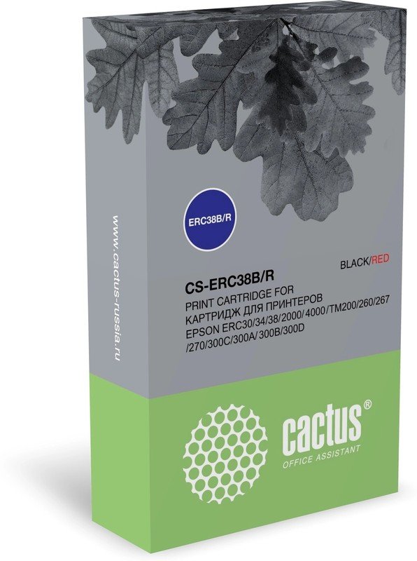 Картридж матричный Cactus CS-ERC38B/R черный/красный для Epson ERC 30/34/38, UT2000/4000