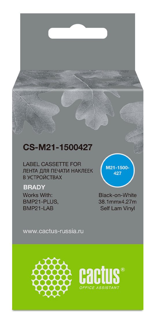 Картридж ленточный Cactus CS-M21-1500427 черный на белом 38.1x4.27 черный для Brady BMP21-PLUS, BMP21-LAB