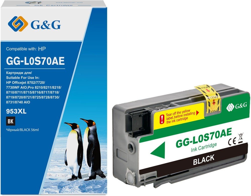 Картридж струйный G&G GG-L0S70AE №953XL черный (58мл) для HP OJ Pro 7740/8210/8218/8710/8715