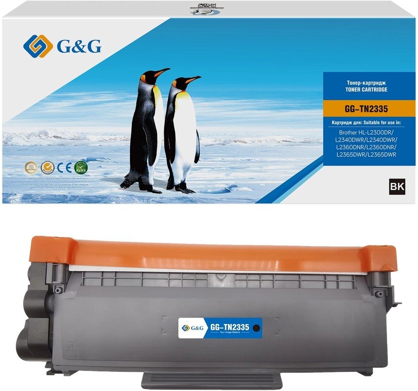 Картридж лазерный G&G GG-TN2335 TN2335 черный (1200стр) для Brother HL-L2300DR/L2340DWR/L2340DWR/L2360DNR/L2360DNR/L2365DWR/L2365DWR