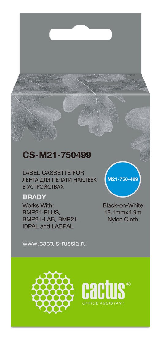 Картридж ленточный Cactus CS-M21-750499 черный на белом 19.1x4.9 черный для Brady BMP21-PLUS, BMP21-LAB