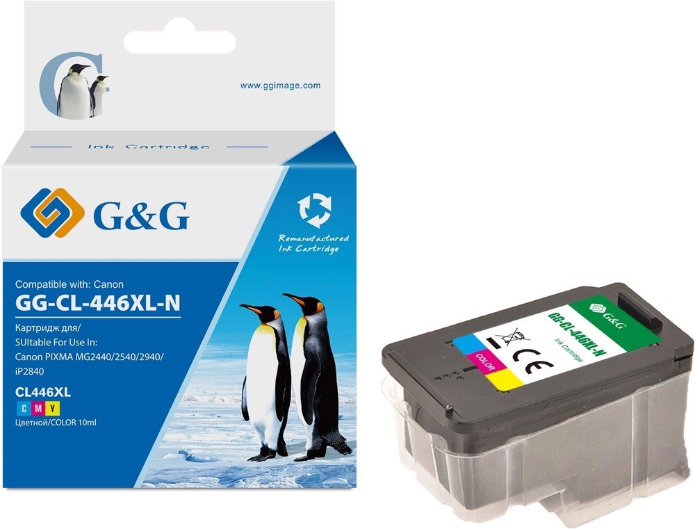 Картридж струйный G&G GG-CL-446XL-N CL-446 голубой/пурпурный/желтый (15мл) для Canon PIXMA MX494; MG2440/2545S/2940/2540/2540S/3040;iP2840;TS204/304/3