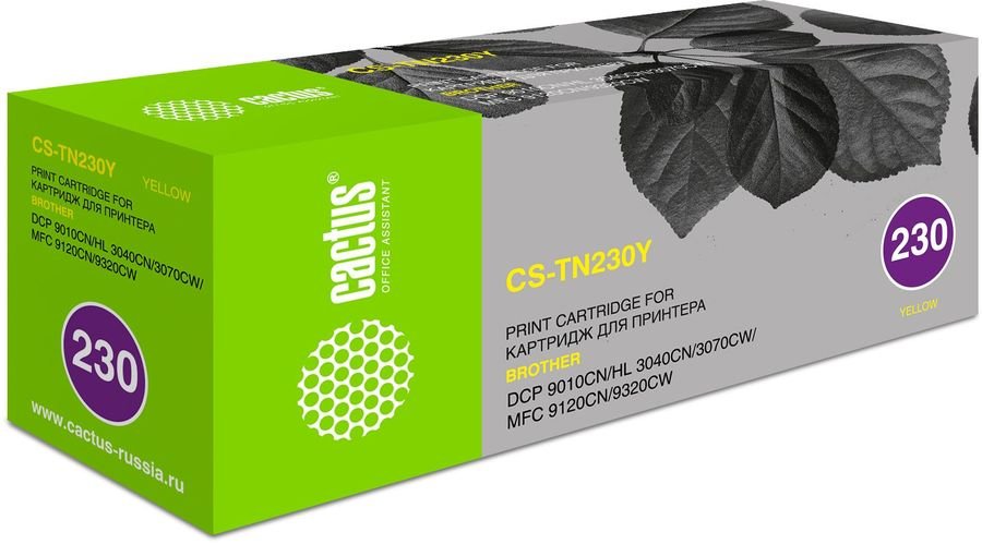 Тонер Картридж Cactus CS-TN230Y желтый для для Brother HL-3040/3070, DCP-9010, MFC-9120/9320 (1400ст