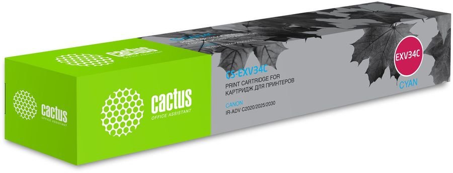 Тонер Картридж Cactus CS-EXV34C голубой (19000стр.) для Canon IR Advance C2030L, C2030i, C2020L, C2020i, C2025i