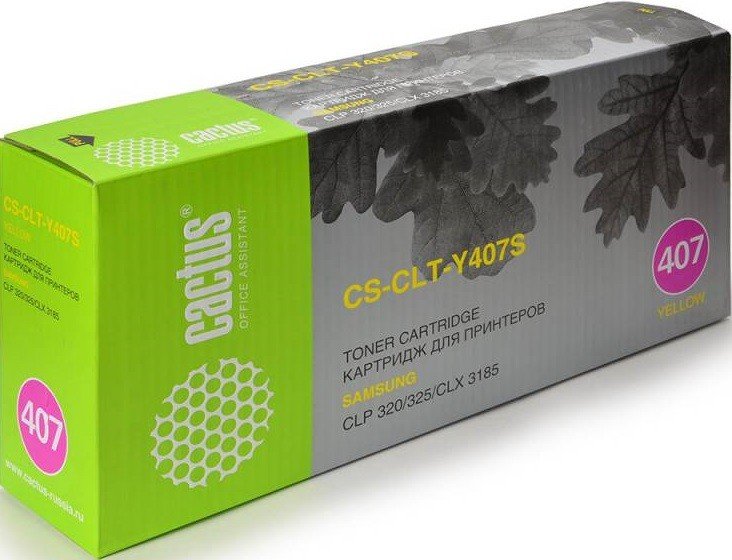 Тонер Картридж Cactus CS-CLT-Y407S желтый для Samsung CLP-325 CLX-3185 (1000стр.)