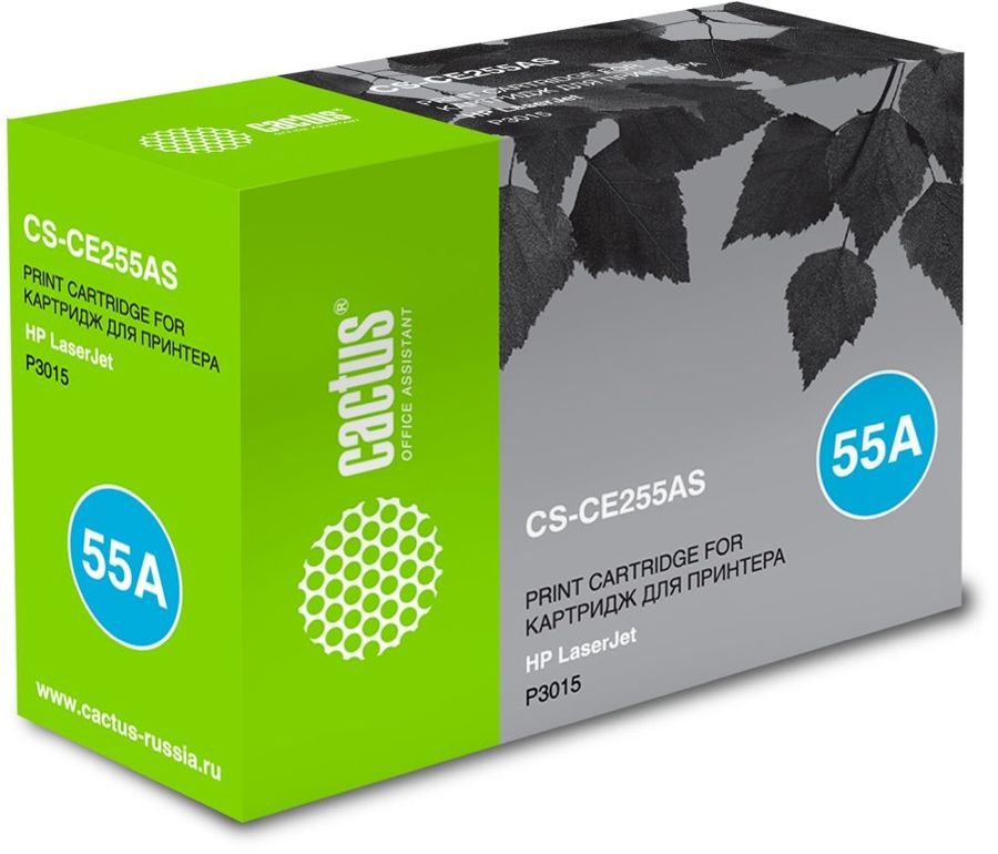 Тонер Картридж Cactus CS-CE255AS черный для HP LaserJet P3011/P3015 (6000стр.)