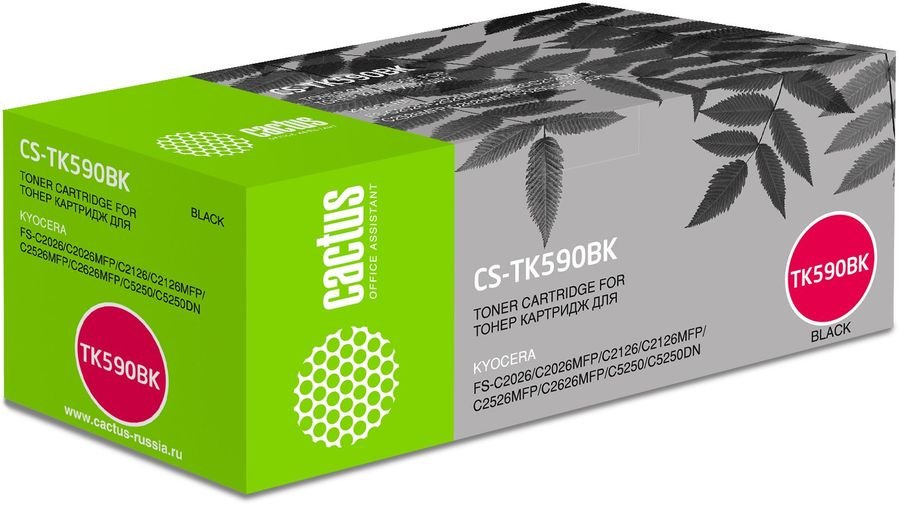 Тонер Картридж Cactus CS-TK590BK черный для FS-C2026MFP/C2126MFP/C2526MFP/C2626MFP/C5250DN (7000стр.