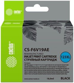 Картридж струйный Cactus CS-F6V19AE 123XL черный 480стр 18мл для HP DeskJet 1110/1111/1112/2130