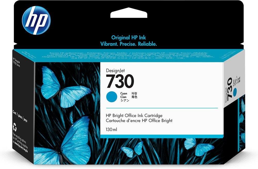 Картридж струйный HP 730 P2V62A голубой (130мл) для HP DJ T1700