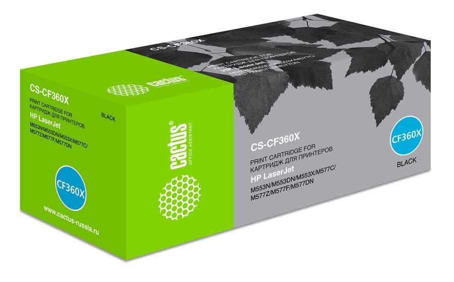 Тонер Картридж Cactus CS-CF360X черный для HP CLJ M552dn/M553dn/M553N/M553x (12500стр.)