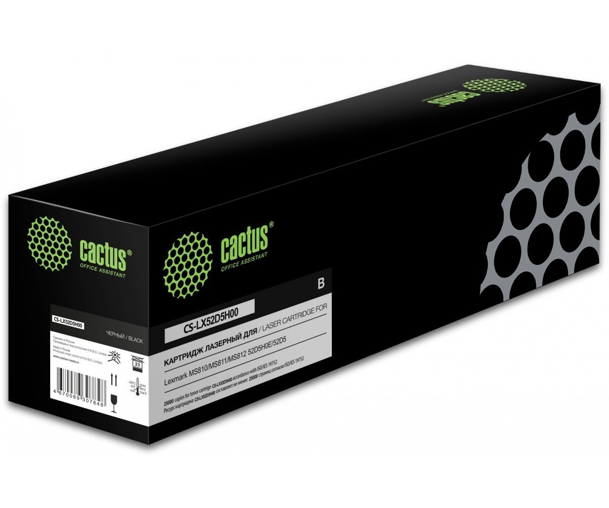 Картридж Cactus 52D5H00 (CS-LX52D5H00) лазерный черный (25000стр.) для Lexmark MS810/MS811/MS812
