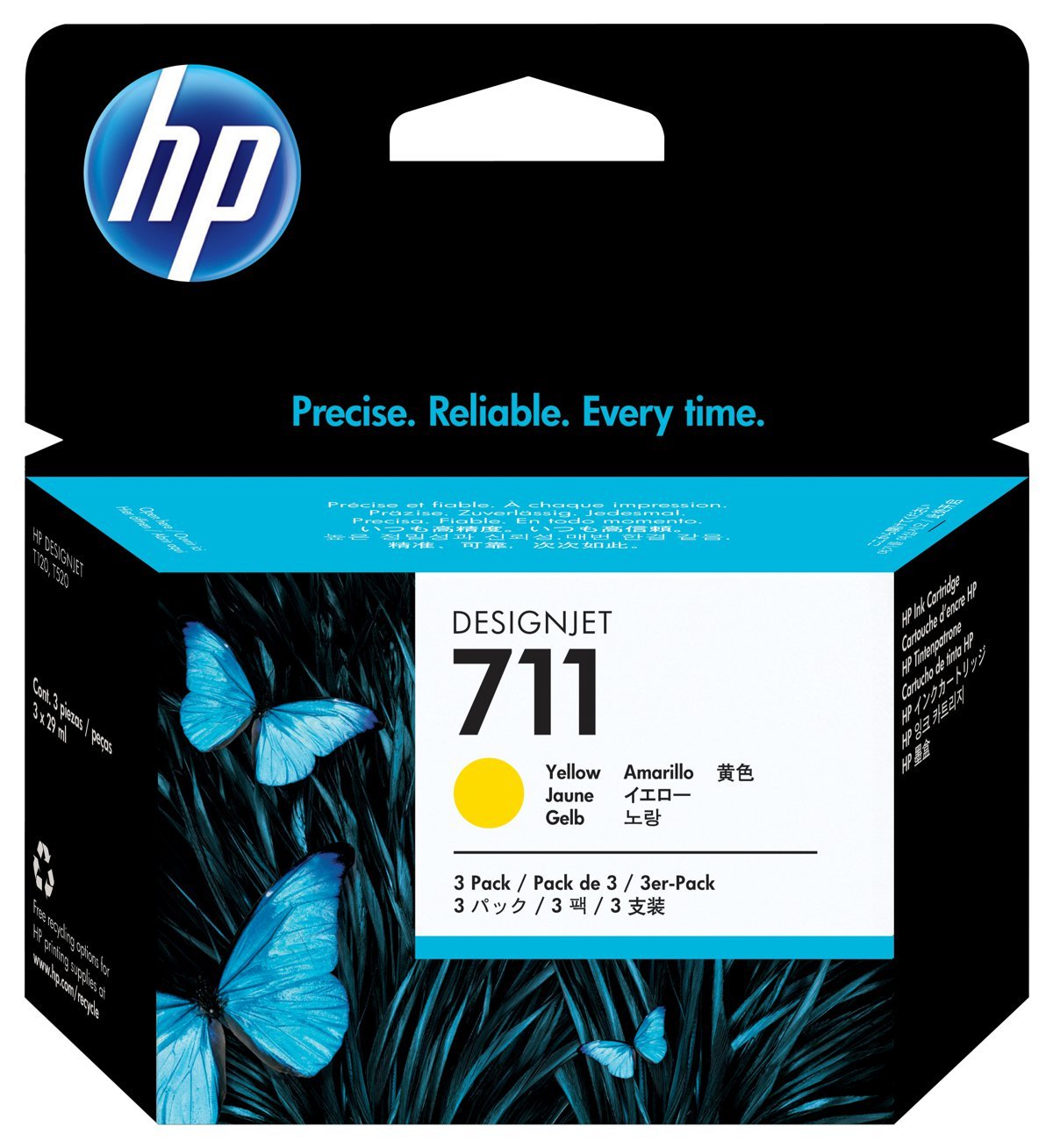 Картридж струйный HP 711 CZ136A желтый x3упак. (29мл) для HP DJ T120/T520