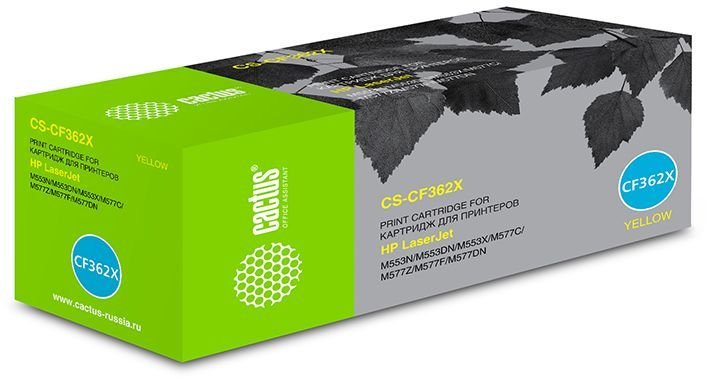 Тонер Картридж Cactus CS-CF362X желтый для HP CLJ M552dn/M553dn (9500стр.)