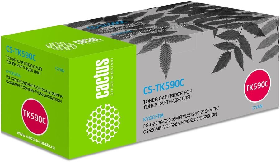 Тонер Картридж Cactus CS-TK590C голубой для FS-C2026MFP/C2126MFP/C2526MFP/C2626MFP/C5250DN (5000стр.