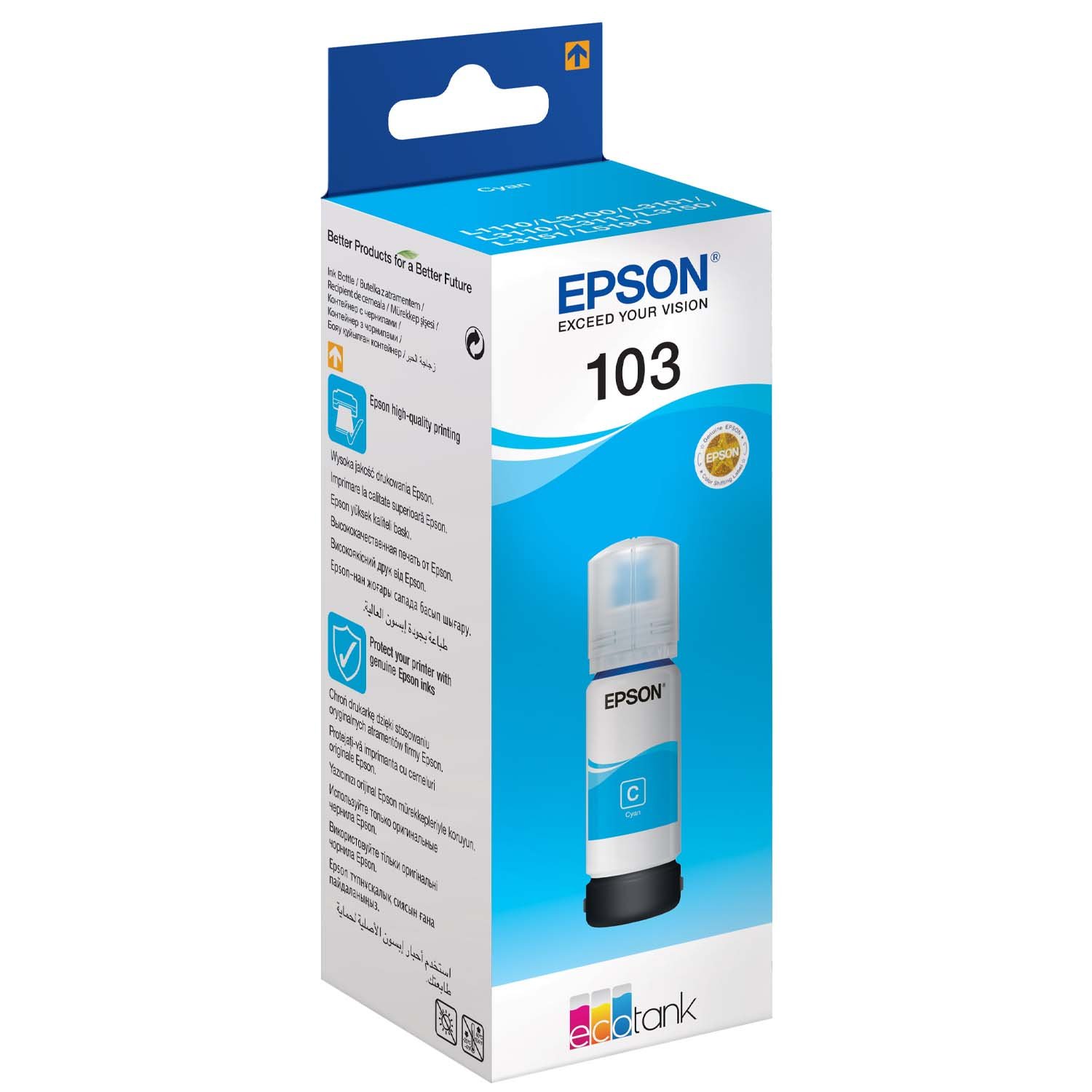 EPSON 103C C13T00S24A с голубыми  чернилами для L3210, L3216, L3256, 65 мл.(cons ink)