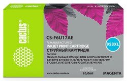Картридж Cactus CS-F6U17AE №953XL для HP OJ Pro 7740/8210/8218/8710/8715, пурпурный, 26 мл.