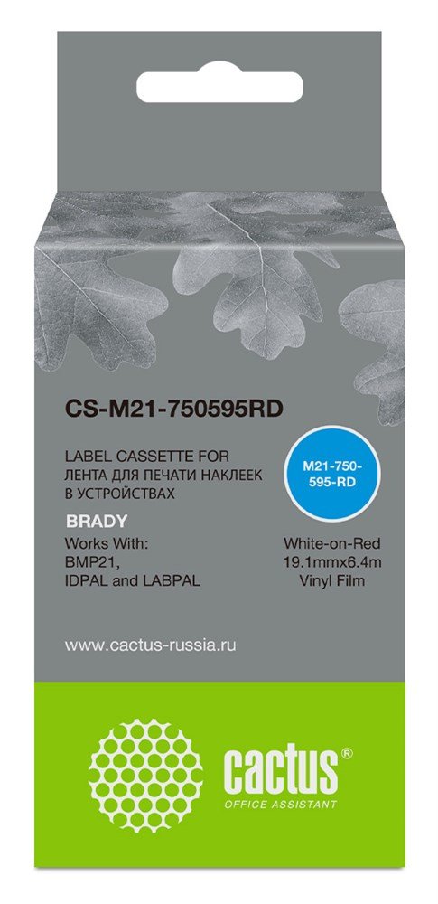 Картридж Cactus (CS-M21-750595RD) ленточный белый для Brady BMP21-PLUS, BMP21-LAB